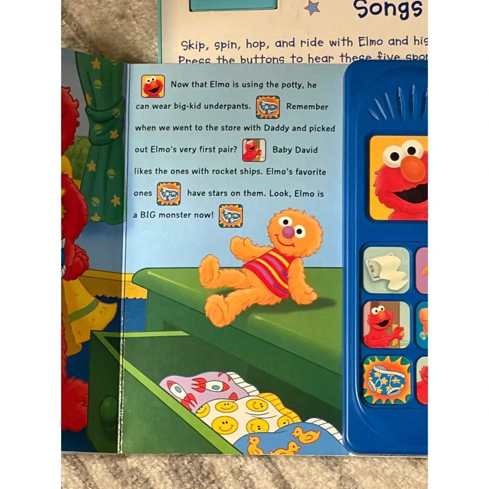 Sesame Street Elmo Sound Book Lot Potty Time With Elmo & Get Up and Go Songs
